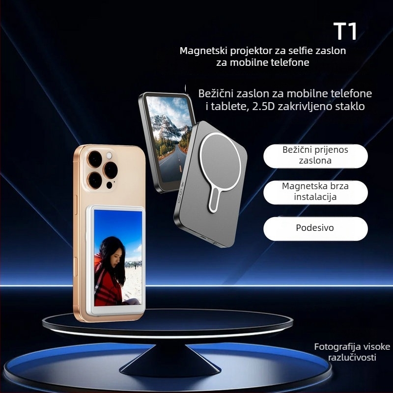 Magnetski selfie ekran za pametni telefon, ogledalo stražnje kamere i zaslon za prijenos uživo