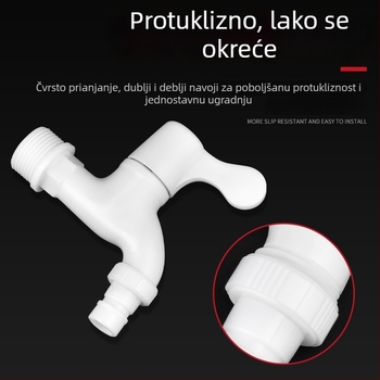 Kućni PVC plastični ventil za vodu, navoj 1/2–3/4 inča, otporan na curenje i pucanje, izdržljiv za perilicu rublja.
