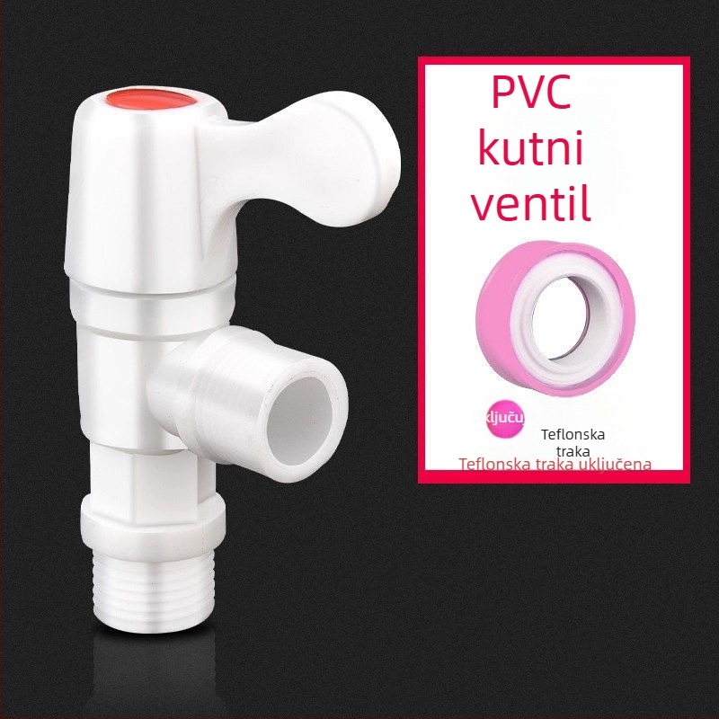 Kućni PVC plastični ventil za vodu, navoj 1/2–3/4 inča, otporan na curenje i pucanje, izdržljiv za perilicu rublja.