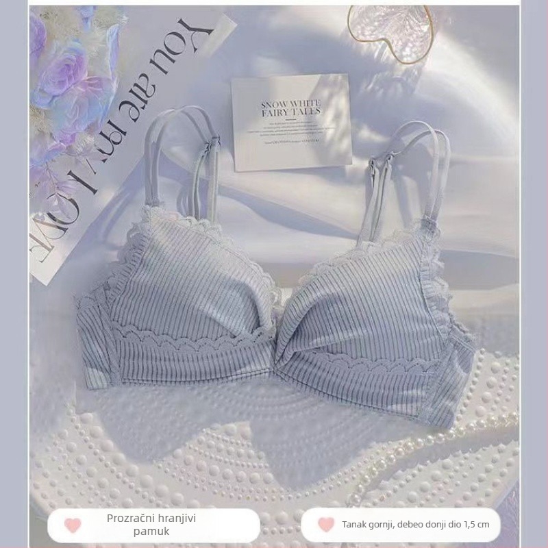 Bez žice grudnjak set za male grudi, push-up, trokutaste košarice, 3/4 pokriće, najlon, udoban