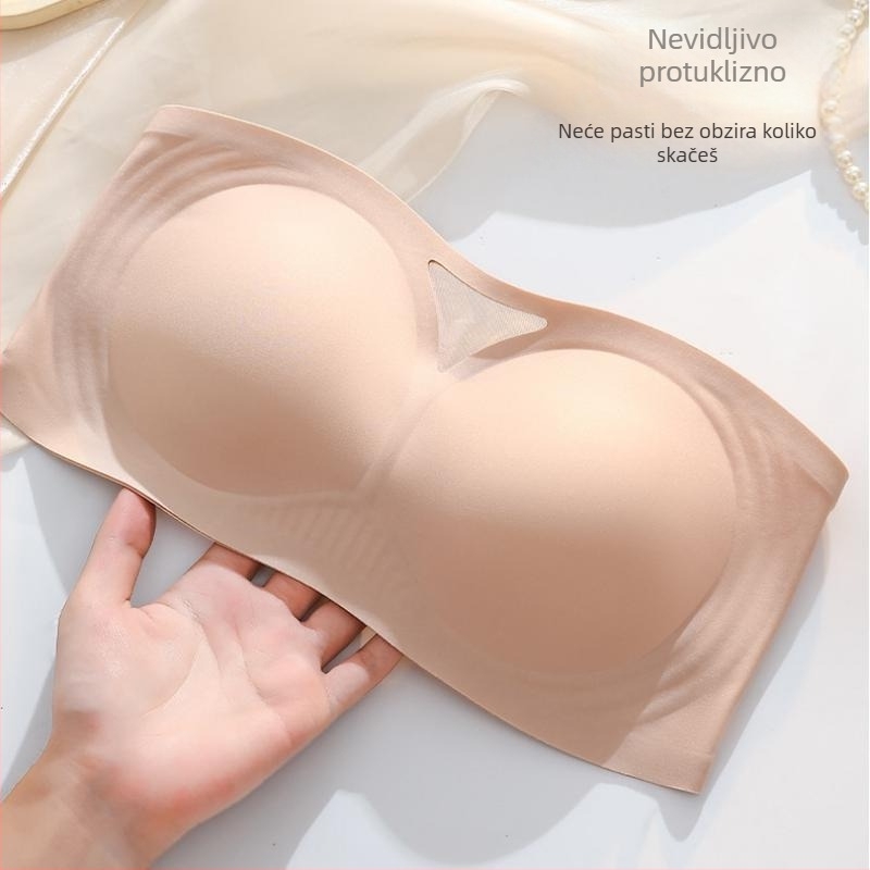 Sutien bez naramenica s anti-kliznim push-up učinkom za male grudi, glatka leđa, nevidljiv ispod odjeće