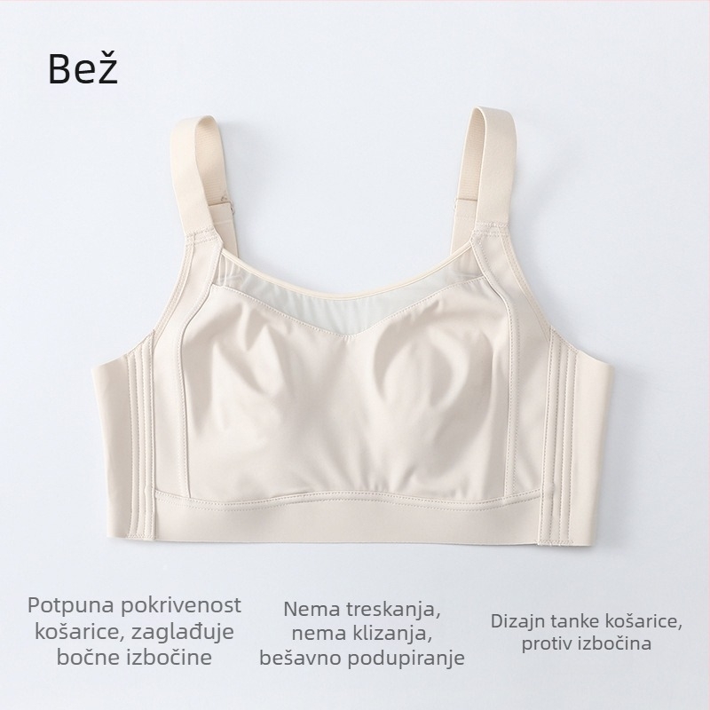 Ljetni grudnjak za žene velikih veličina, bezšivan, 3/4 košarica, tanke oblikovane košarice, udoban i mekan