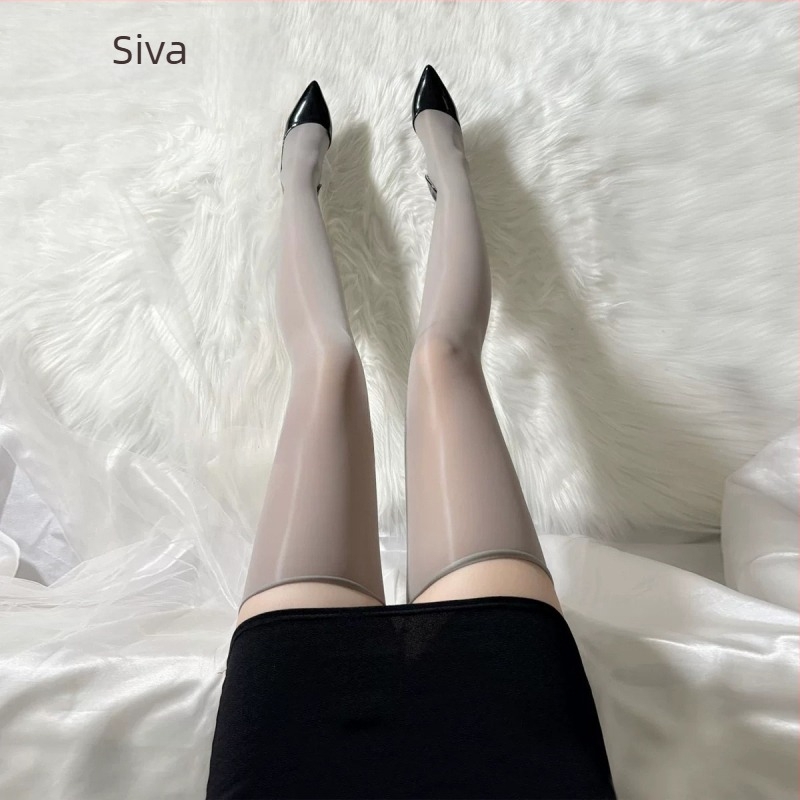 Sjajne bešavne duge čarape do bedara, 8D tanke, nježne i svilenkaste, crne