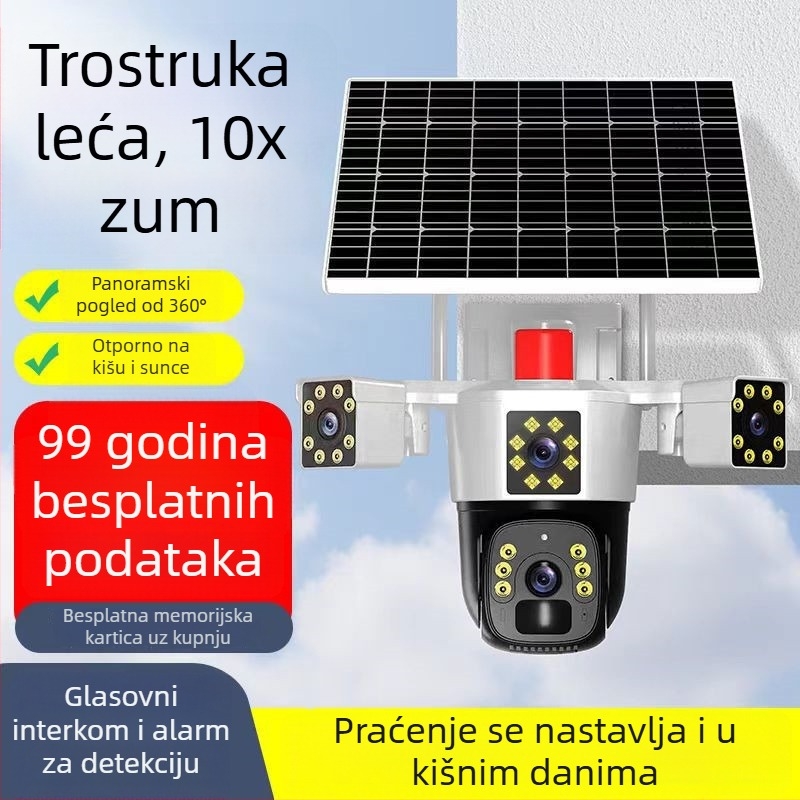 Solarna HD kamera za vanjsku upotrebu s 360° rotacijom, daljinsko gledanje putem mobilnog telefona i noćni vid
