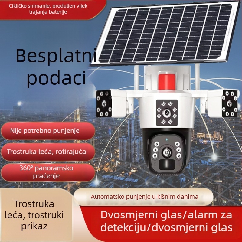 Solarna HD kamera za vanjsku upotrebu s 360° rotacijom, daljinsko gledanje putem mobilnog telefona i noćni vid