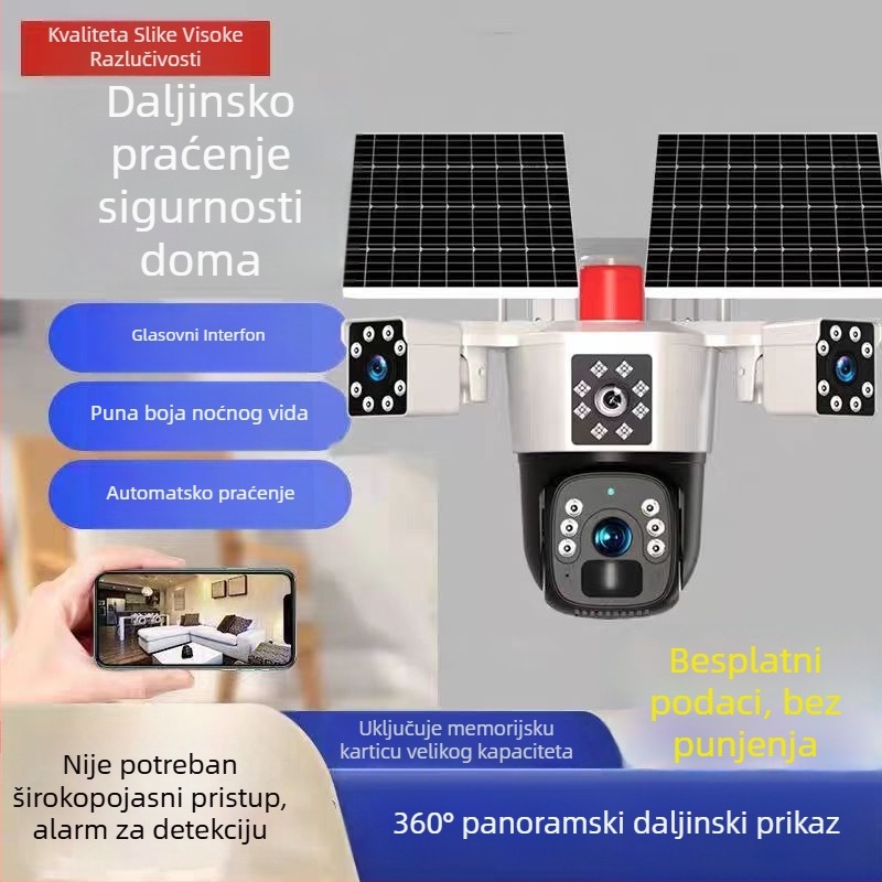 Solarna HD kamera za vanjsku upotrebu s 360° rotacijom, daljinsko gledanje putem mobilnog telefona i noćni vid