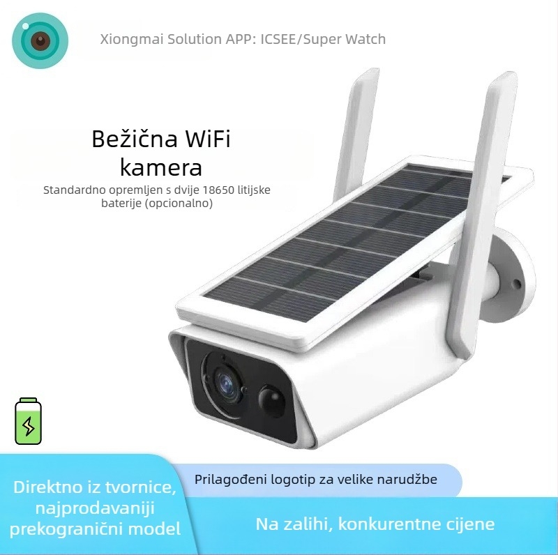 ICSEE Solarni bežična vanjska sigurnosna kamera, niska potrošnja, Wi-Fi, HD 3MP/2K, detekcija pokreta