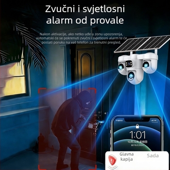 Blue Spirit Eagle Solarni vanjska kamera za nadzor, 360° HD noćni prikaz, daljinsko upravljanje pametnim telefonom, bez napajanja i interneta, 4G bez potrošnje podataka