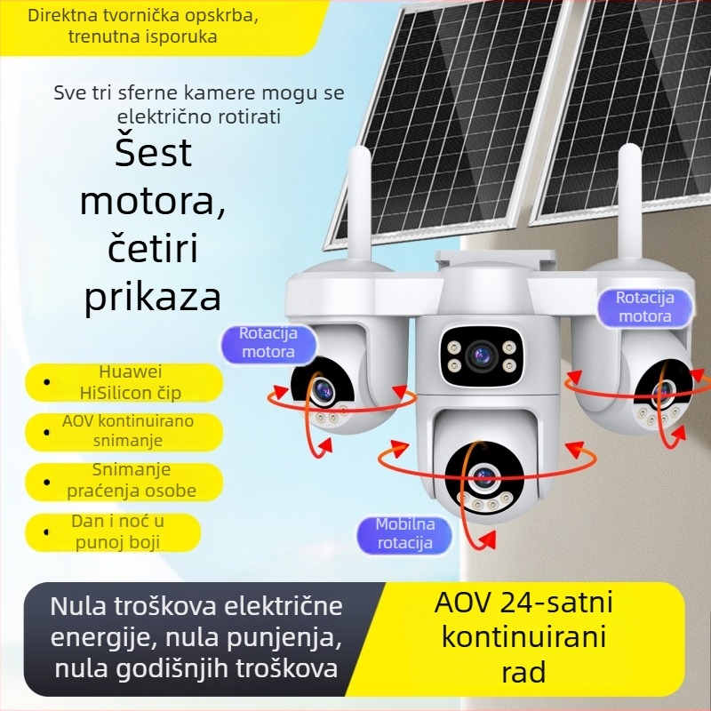Blue Spirit Eagle Solarni vanjska kamera za nadzor, 360° HD noćni prikaz, daljinsko upravljanje pametnim telefonom, bez napajanja i interneta, 4G bez potrošnje podataka