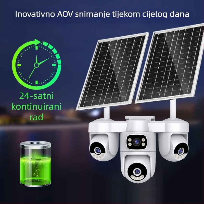 Blue Spirit Eagle Solarni vanjska kamera za nadzor, 360° HD noćni prikaz, daljinsko upravljanje pametnim telefonom, bez napajanja i interneta, 4G bez potrošnje podataka