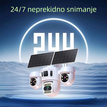 Solarna vanjska sigurnosna kamera s tri objektiva, 360° panoramski pogled, 4G povezanost