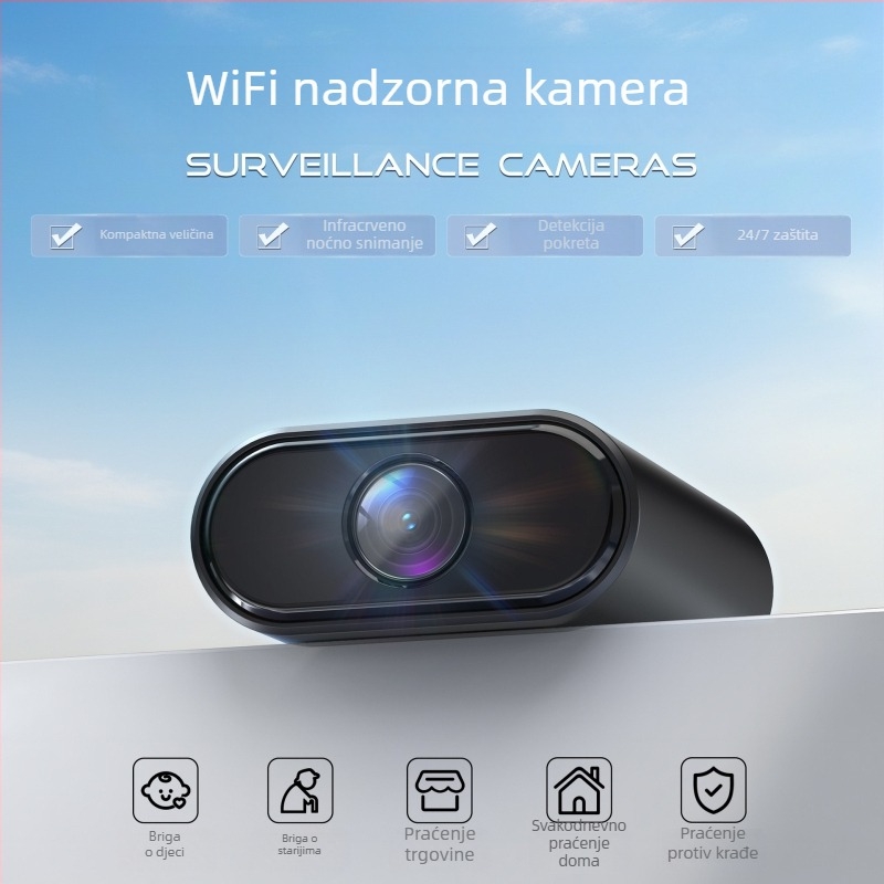 Bežična kućna kamera za nadzor s daljinskim praćenjem putem mobilne aplikacije, napajanje baterijom, unutarnja upotreba, noćni vid 1080p