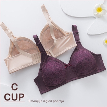 Plus-size čipkasti bežični minimizator grudnjaka, puna košarica, bez žica