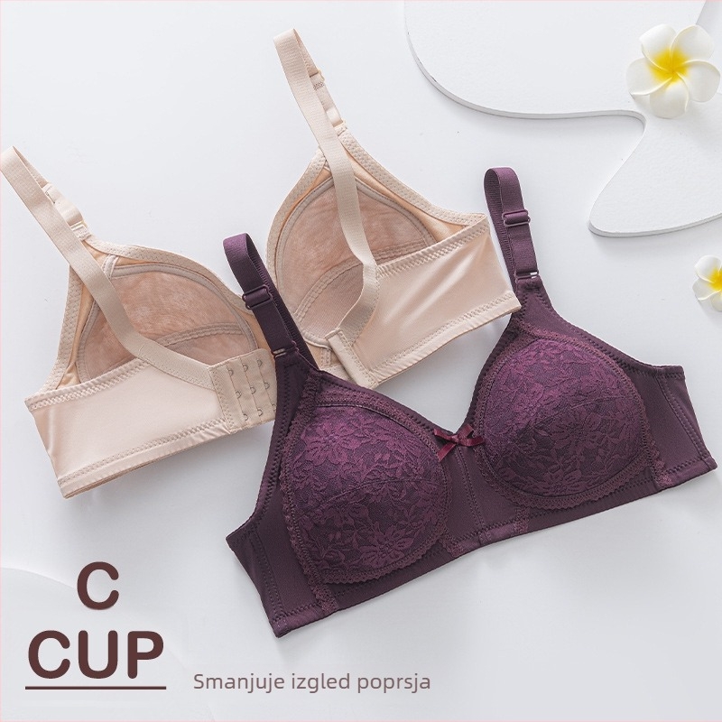 Plus-size čipkasti bežični minimizator grudnjaka, puna košarica, bez žica