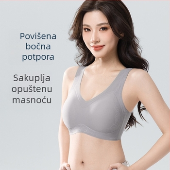 Bešavno ženski grudnjak s mekom podrškom, bežični, protiv opuštanja, fiksne košarice, plus veličine top