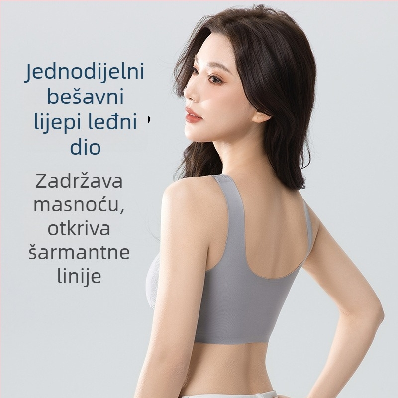 Bešavno ženski grudnjak s mekom podrškom, bežični, protiv opuštanja, fiksne košarice, plus veličine top