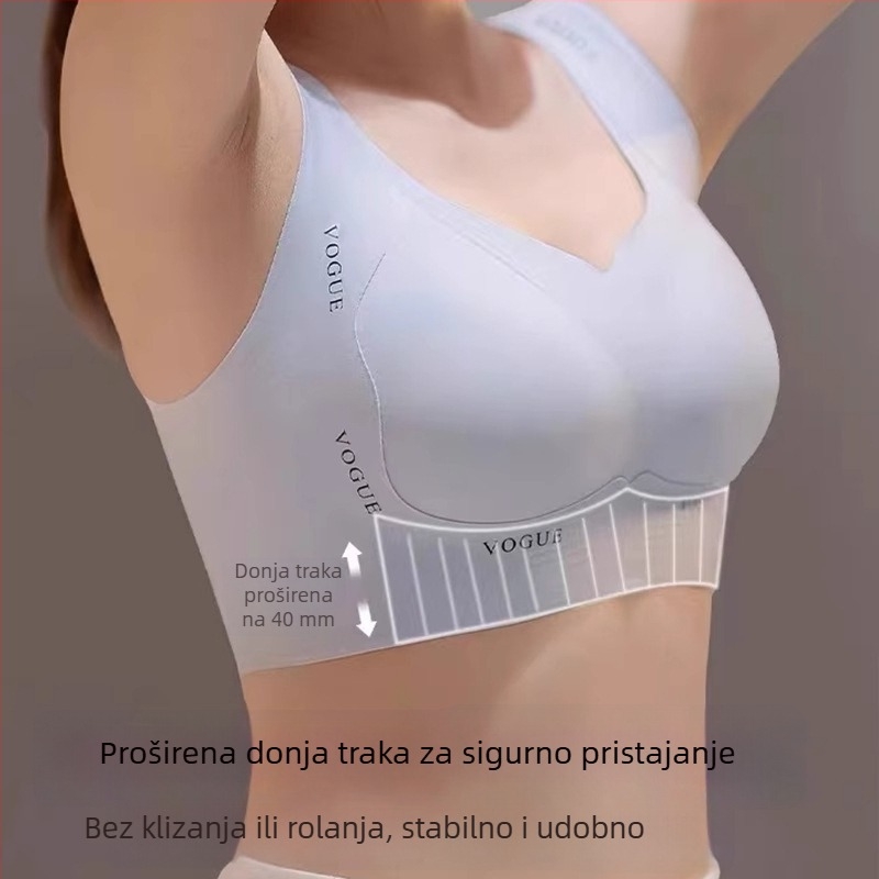 Trudnički sportski grudnjak, potpuno pokriven, push-up, prozračan najlon, stražnje zatvaranje s četiri reda kopči, jastučići od pjene, udoban, bez metalnih potpora