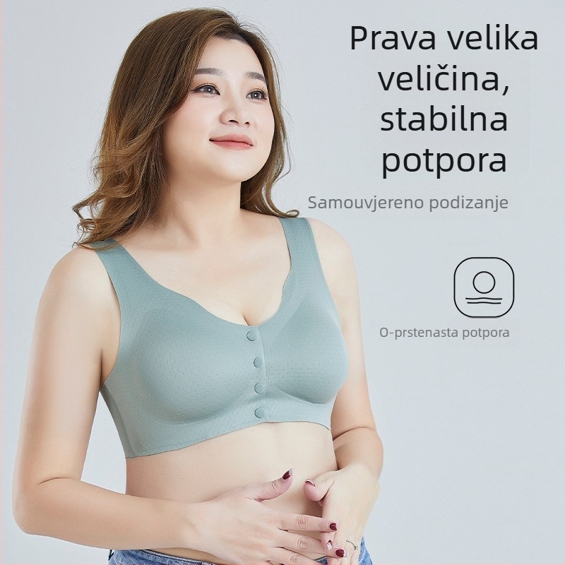 Plus-size grudnjak s prednjim kopčanjem, podesivim naramenicama, elegantnim stražnjim dijelom, skuplja i podiže, smanjuje bočne prsa, vizualno vitkija