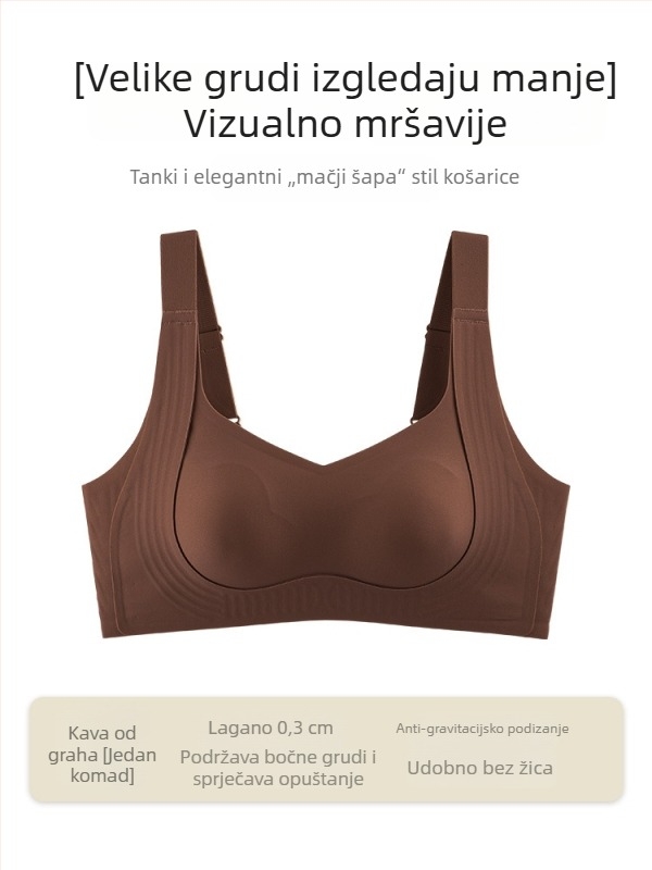 Minimizirajući grudnjak za velike grudi, pun kupa, tanak i prilagodljiv, bočna podrška, anti-opuštanje, plus veličina, bez šavova