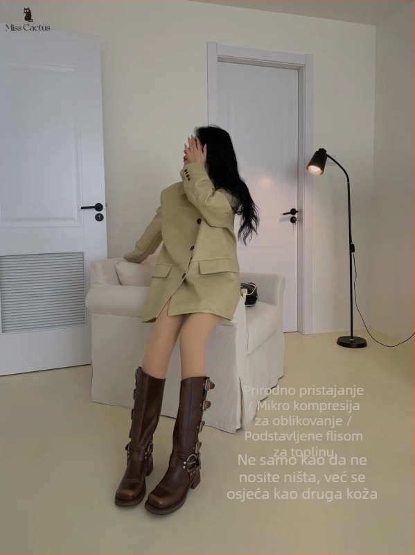 MissCactus Ženske zimske kolgotke — tople, prirodna boja kože, jednobojni elegantan izgled