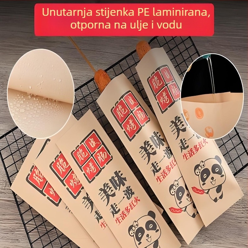 Jednokratne papirnate vrećice otporne na ulje i vodu za zlatno hrskave kobasice s roštilja, karamelizirane plodove hloha i glutenske poslastice – universalne, ekološke, biološki razgradive