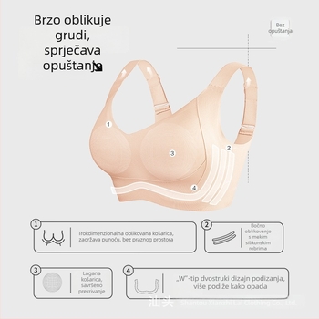 Plus-size grudnjak s punim košaricama, prozračan, bez žice, podiže i oblikuje, stražnje zatvaranje s pet redova kopči