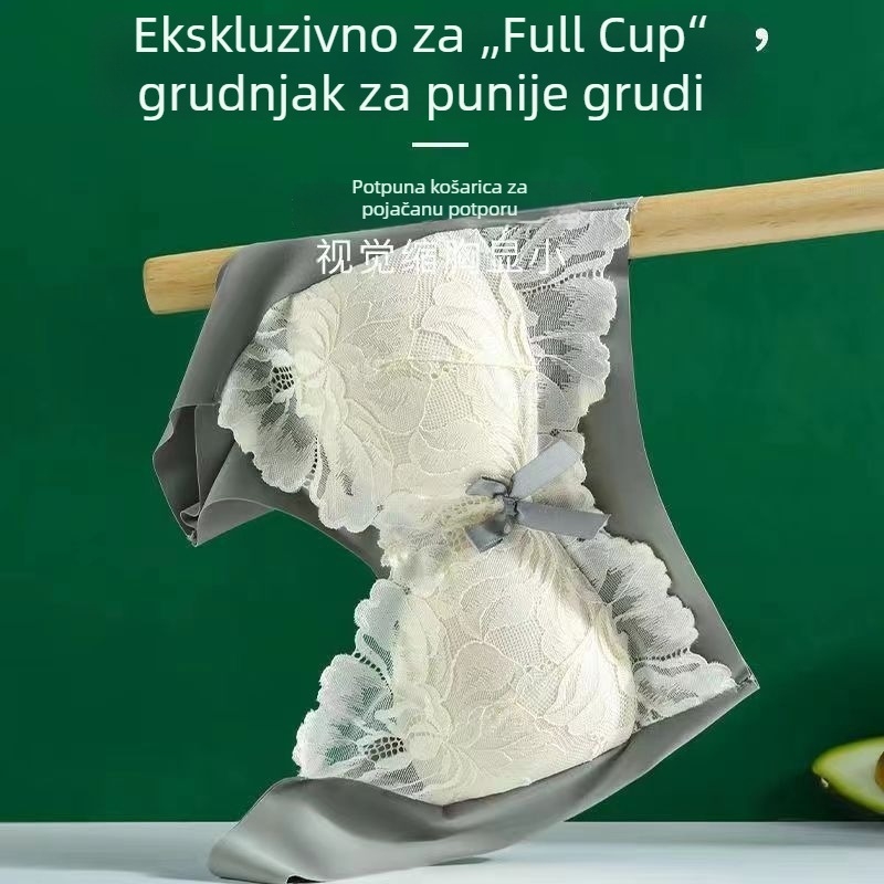 Čipkasti grudnjak bez žice, puna košarica, podizanje i podrška, tanak kroj, plus veličina