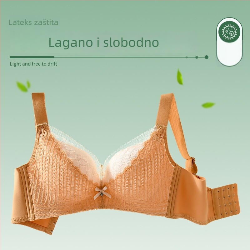 Plus-size tanki čipkasti bežični grudnjak za velike grudi, podrška sa strane i prednje podizanje