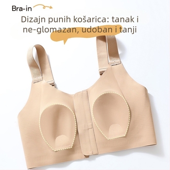 Izuzetno tanak grudnjak s prednjim zatvaračem i želatinoznom trakom, smanjuje bočne prsa, košarice s kunićim ušima, podesiv veliki obim