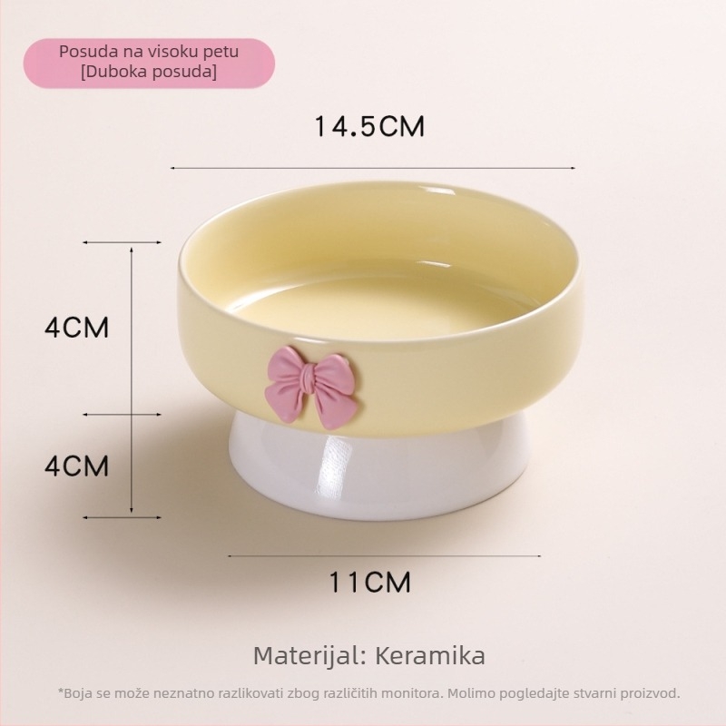 Keramička zdjela za mačke, teža, protiv prevrtanja, podignuta zdjela za hranu i vodu s potporom za vrat