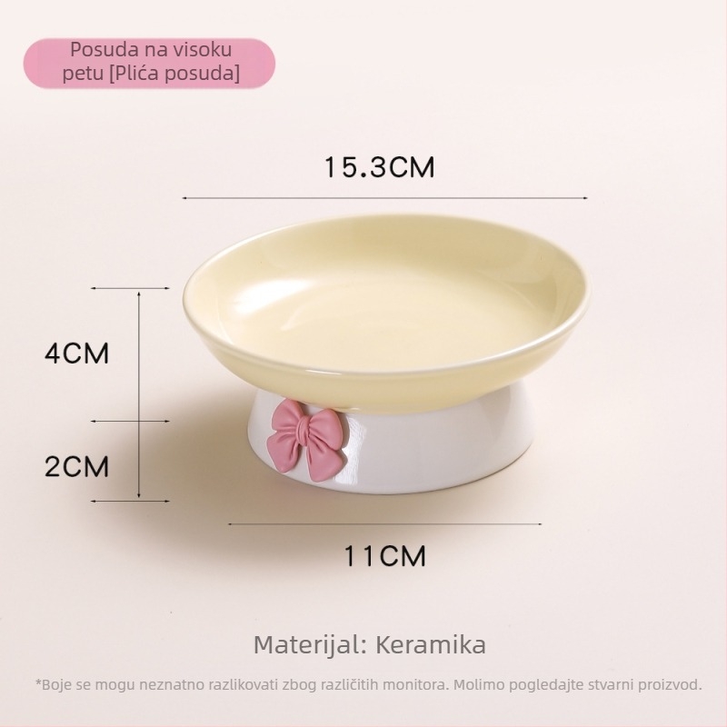 Keramička zdjela za mačke, teža, protiv prevrtanja, podignuta zdjela za hranu i vodu s potporom za vrat