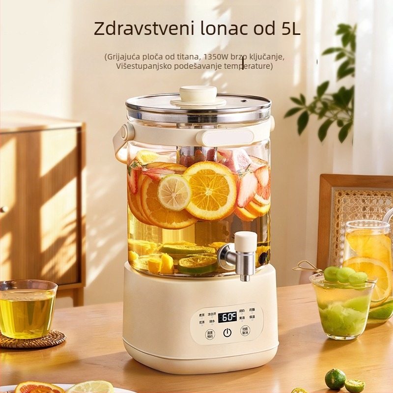 Dq-701 Stakleni čajnik s slavinom — višenamjenski čajnik za namakanje i kuhanje, konstantna temperatura, digitalni termostat, kapacitet 4 L i više, za kućnu upotrebu
