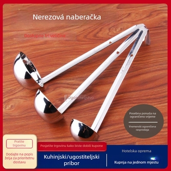 Nehrđajuća čelična mjernička žličica s dugim držalom i kukom – za džem, voćni prah, sirup i čaj s mlijekom