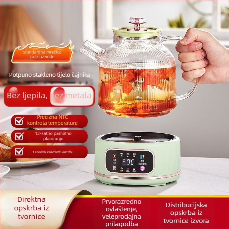 Stakleni čajnik za zdravlje s podijeljenim dizajnom, višenamjenski za dom i mali ured, 1–1,5 L