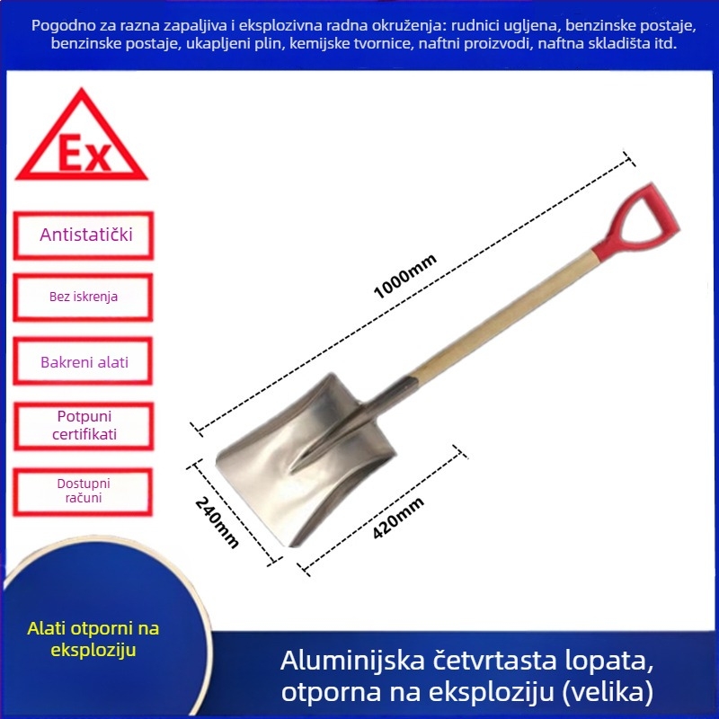 Eksplozijski otporna bakrena lopata, antistatinska bakrena zlitina za benzinske postaje i kemijske tvornice