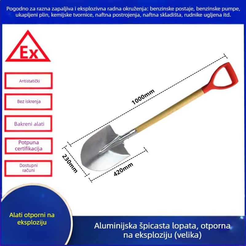 Eksplozijski otporna bakrena lopata, antistatinska bakrena zlitina za benzinske postaje i kemijske tvornice