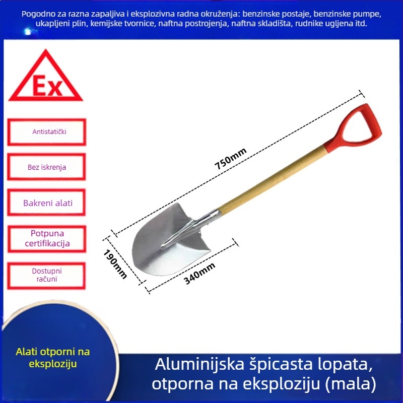Eksplozijski otporna bakrena lopata, antistatinska bakrena zlitina za benzinske postaje i kemijske tvornice