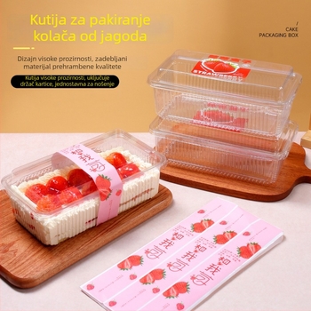 50 paketa jednokratnih kutija za pakiranje torti s jagodom i kremom, pravokutne prozirne PET kutije za obrok, otporne na pritisak i ojačane