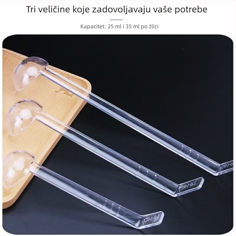 PC prozirna akrilna žličica za džem s dugim drškom i kukicom, žličica za mjere sastojke i žličica za bisere za mliječni čaj