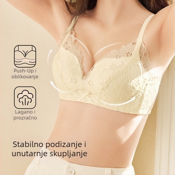 Cosmos čipkasti grudnjak za male grudi, push-up i podizanje, prozračan i udoban, skuplja bočne dojke prema centru