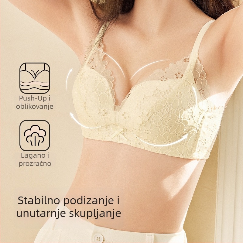 Cosmos čipkasti grudnjak za male grudi, push-up i podizanje, prozračan i udoban, skuplja bočne dojke prema centru