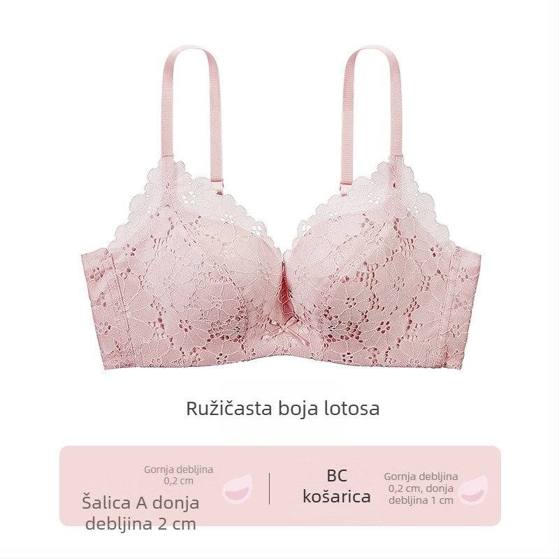 Cosmos čipkasti grudnjak za male grudi, push-up i podizanje, prozračan i udoban, skuplja bočne dojke prema centru