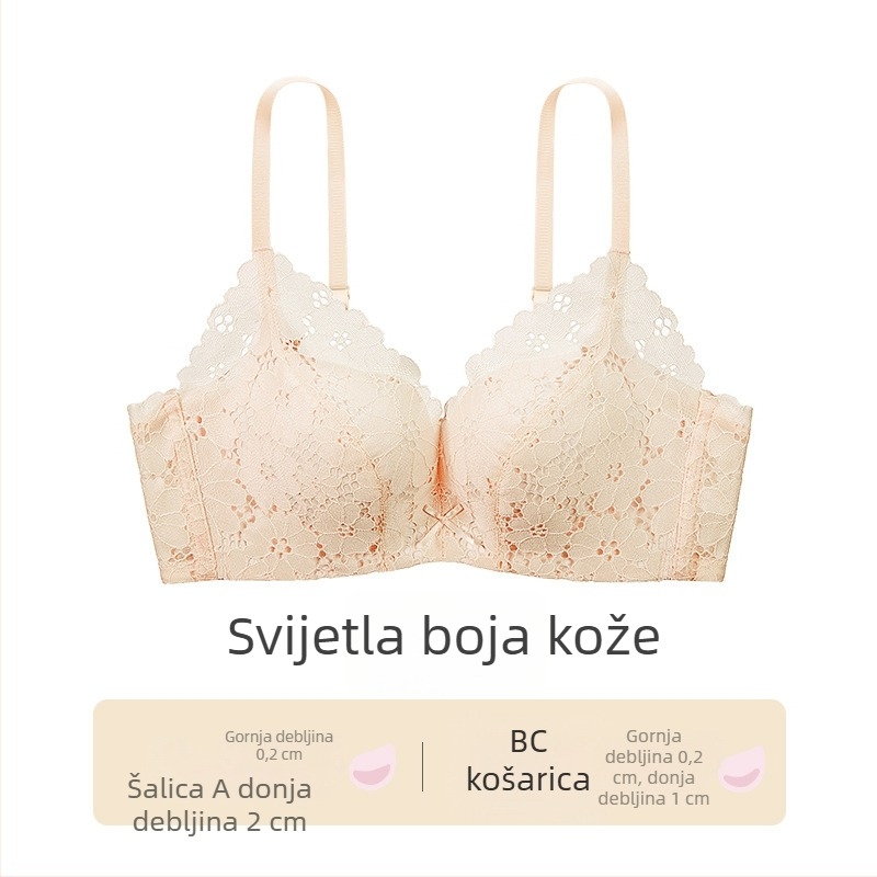 Cosmos čipkasti grudnjak za male grudi, push-up i podizanje, prozračan i udoban, skuplja bočne dojke prema centru