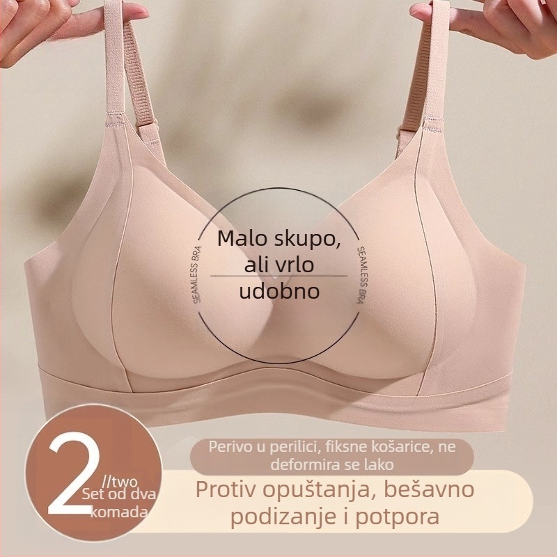 Ženski grudnjak za dizanje i oblikovanje dojki, bez šavova, lagan i tanak, košarice 3/4, čvrsti dvostruki naramenici, stražnje kopčanje s četiri reda kukica