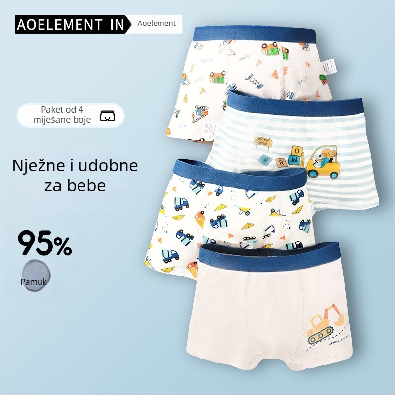 Dječje pamučne bokserice za dečke, 95% pamuk, udobne i prozračne, antibakterijske, za dječake srednje i veće visine, bez stezanja na stražnjici