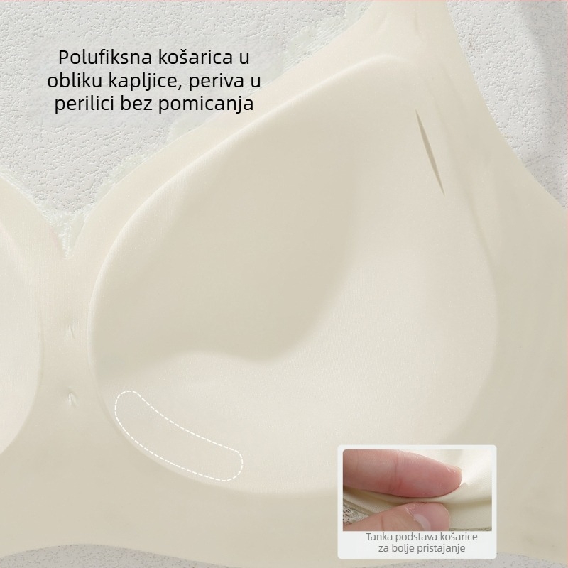 Slatki čipkasti bešavni grudnjak za male grudi, push-up učinak, bez žice, anti-sag, seksi dekolte
