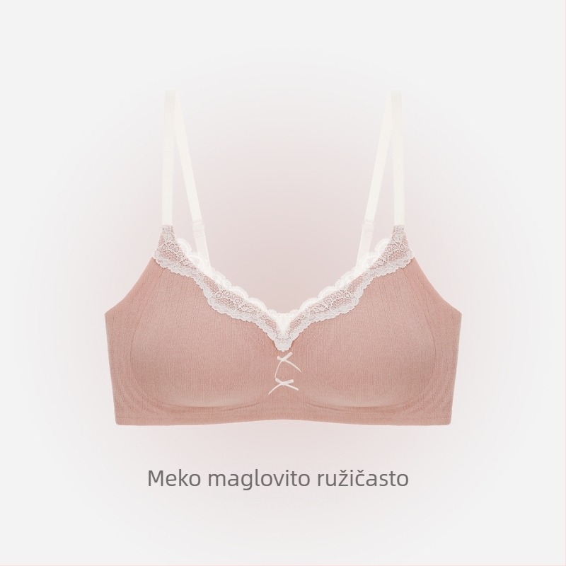 Slatki čipkasti bešavni grudnjak za male grudi, push-up učinak, bez žice, anti-sag, seksi dekolte