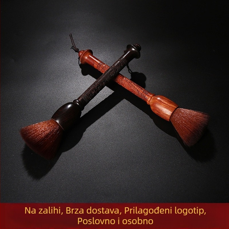 Isklesan drakon i feniks, četkica za njegu čajnika od ebanova drveta, dodatak za čajnu ceremoniju, prilagodljiv logo