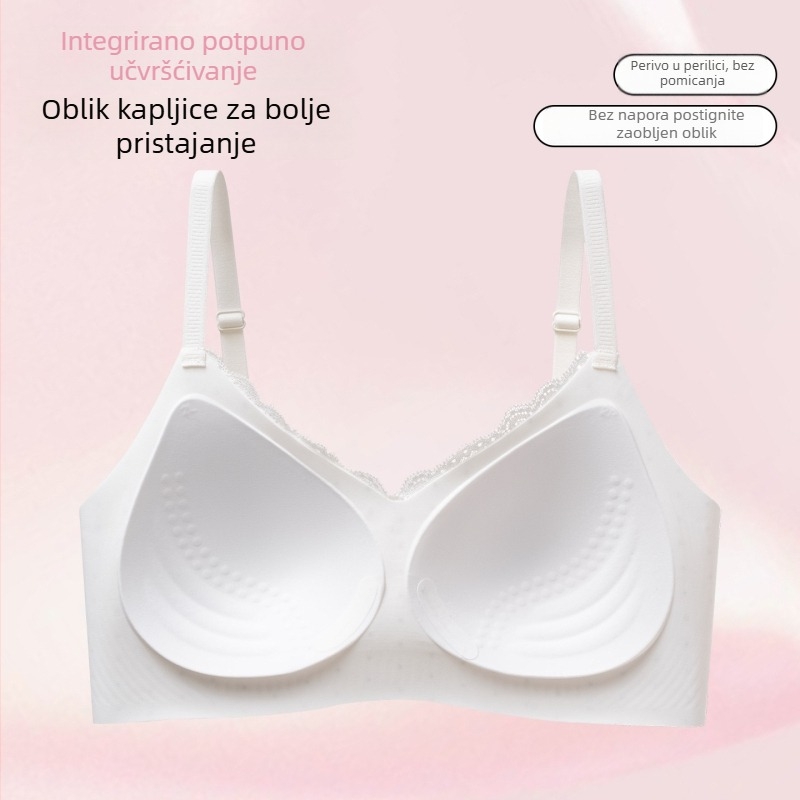 Pamukasti bežični grudnjak s franuskog cvjetnog dizajna, košarica 3/4, bez žice, oblikuje bočne dojke, udoban stražnji dio.