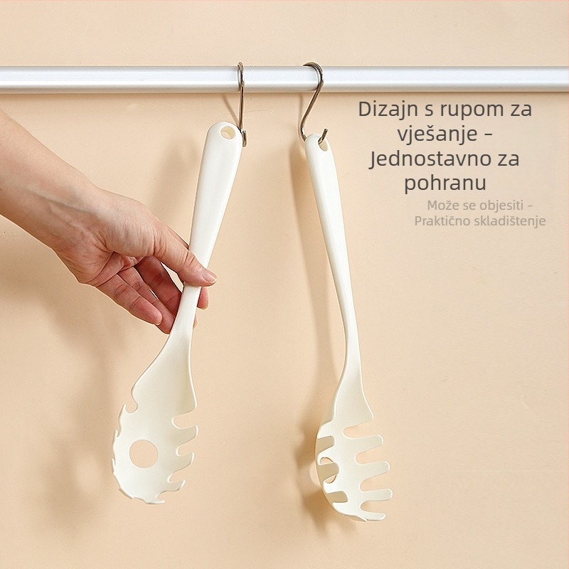 Žlica za rezance u japanskom stilu s dugim držajem, plastični kuhinjski alat u jednom komadu, višefunkcionalna žlica za tjesteninu i cedilo